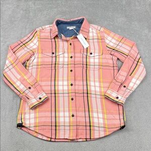 NEW Outerknown XS/S Womens Blanket Shirt 100% Organic Cotton Pink, White